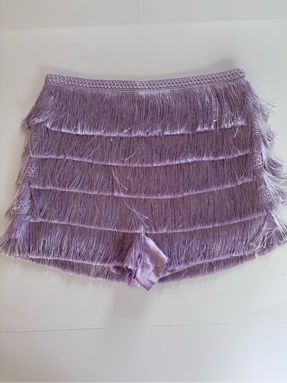 Forever 21 Lilac Fringe High-Waist Shorts | Medium | Festival